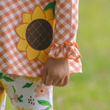 Sunflower Evenings Appliquéd Swing Top & Ruffled Leggings Set