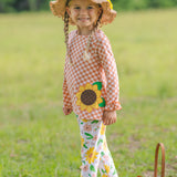 Sunflower Evenings Appliquéd Swing Top & Ruffled Leggings Set