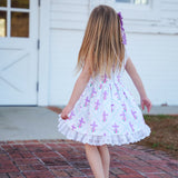 Grace Eyelet Trim Cross Printed Dress