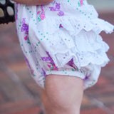 Grace Cross Print Eyelet Ruffled Bubble