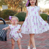 Grace Cross Print Eyelet Ruffled Bubble