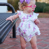 Grace Cross Print Eyelet Ruffled Bubble