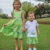 Fore! Boys' Knit Appliqued Golf Cart Shirt & Gingham Shorts Set