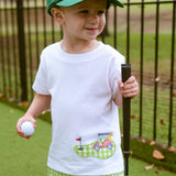 Fore! Boys' Knit Appliqued Golf Cart Shirt & Gingham Shorts Set