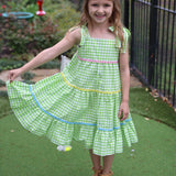 Fore! Girls' Tie Shoulder Gingham Tiered Dress