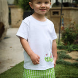 Fore! Boys' Knit Appliqued Golf Cart Shirt & Gingham Shorts Set