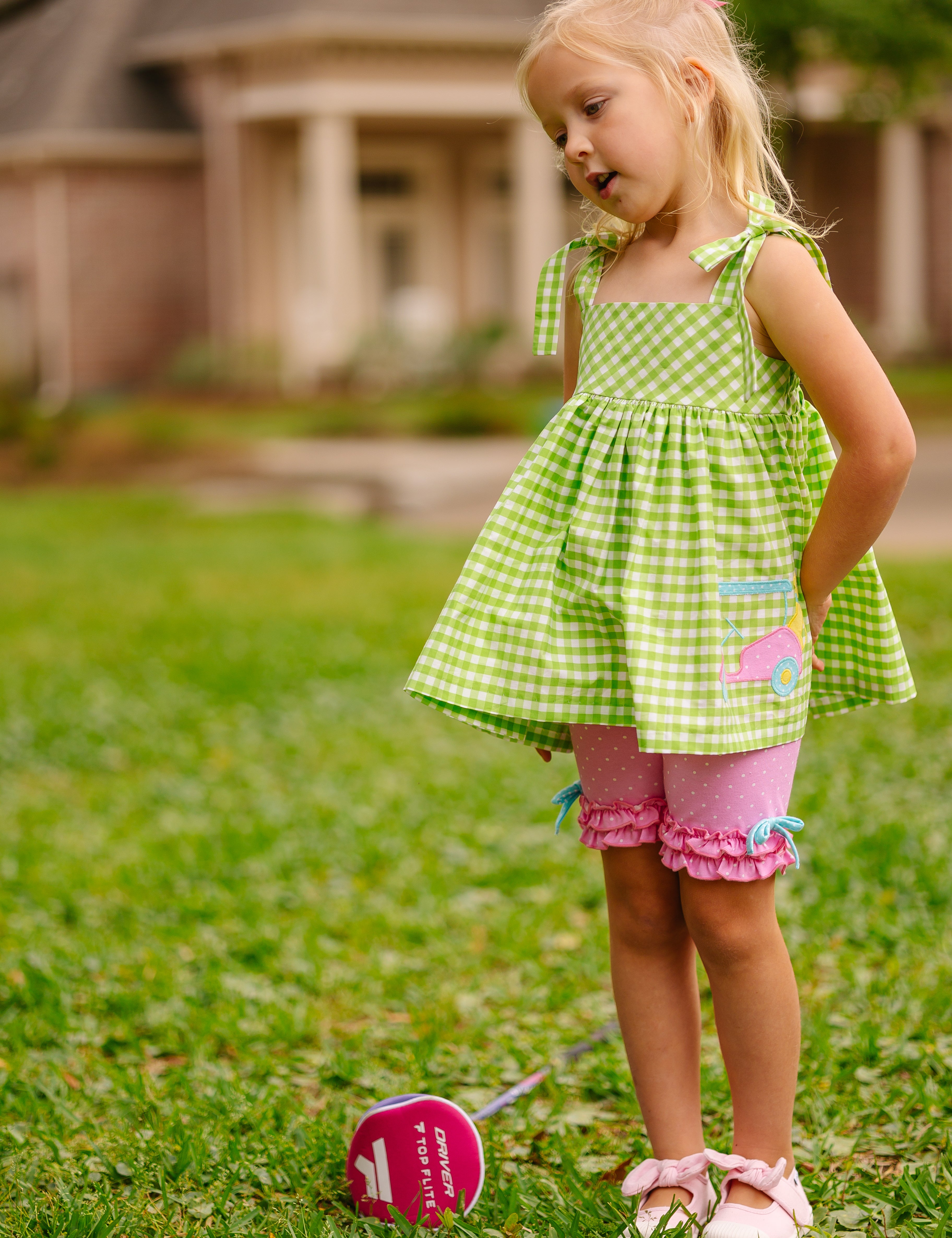 Fore! Girls' Tie Shoulder Top & Knit Shorts Set