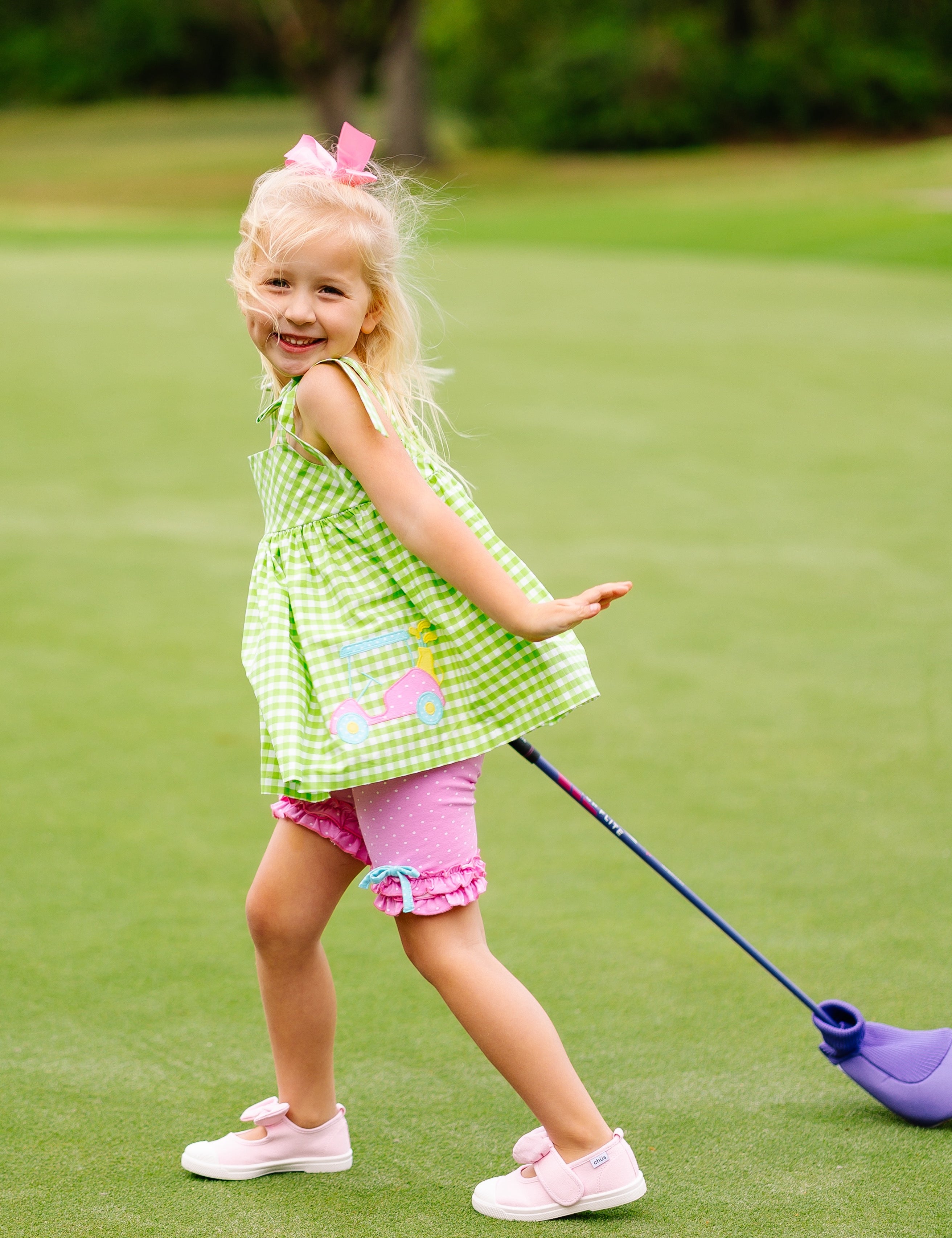 Fore! Girls' Tie Shoulder Top & Knit Shorts Set