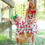 Knit Strawberry Print Tie Shoulder Dress
