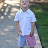 God Bless the USA Knit Embroidered Boys' Polo & Seersucker Short Set