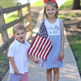 God Bless the USA Knit Embroidered Boys' Polo & Seersucker Short Set