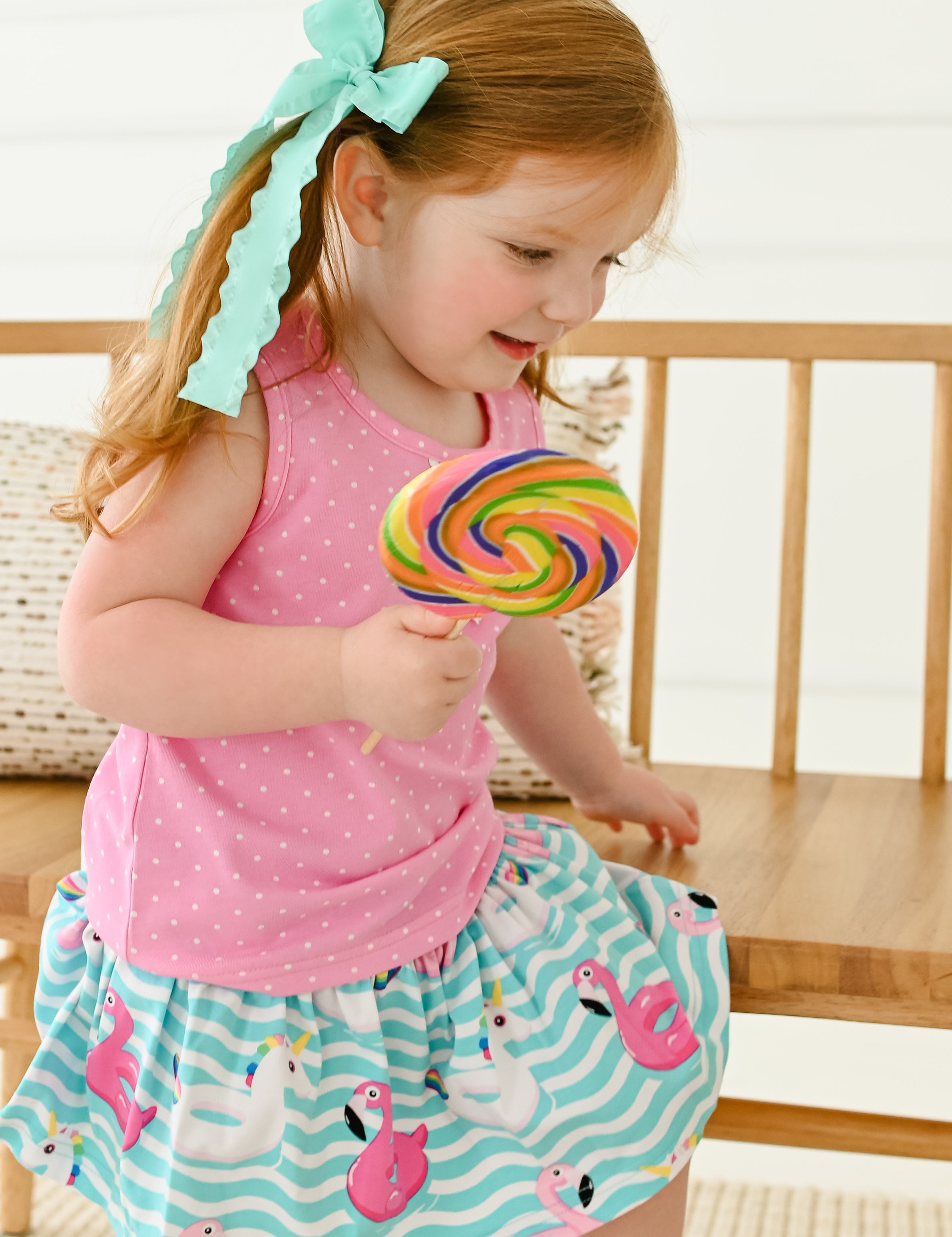 Pool Party Knit Tank Top & Floatie Print Skort Set