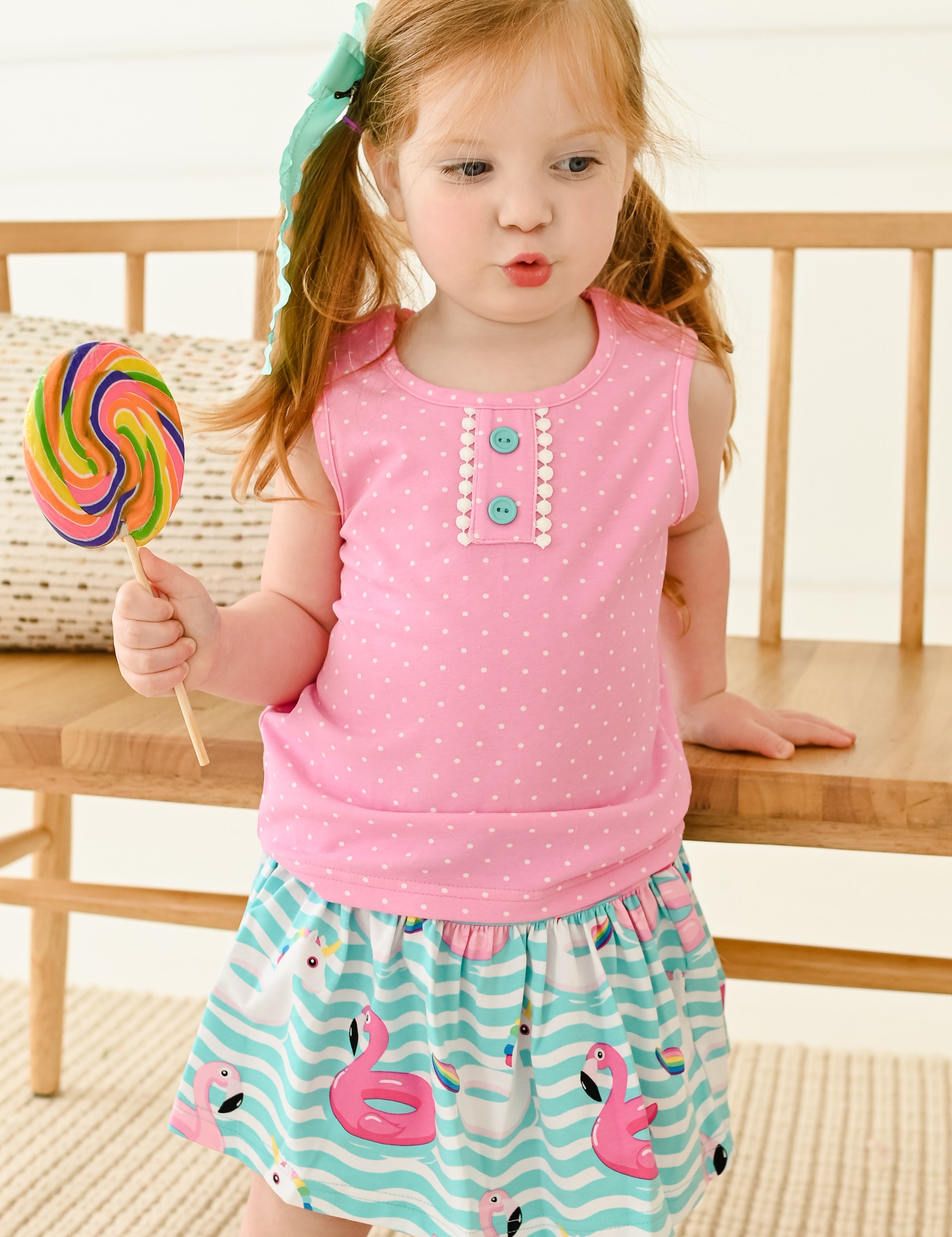 Pool Party Knit Tank Top & Floatie Print Skort Set