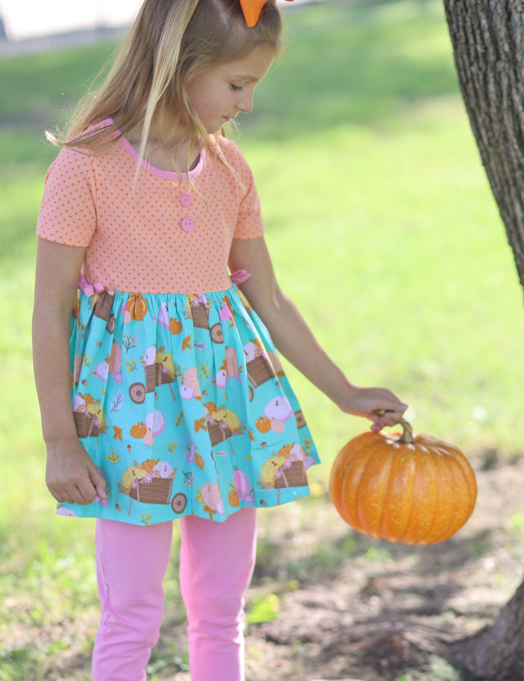 Pumpkin Harvest Girls' Fall Print Tunic and Leggings Set