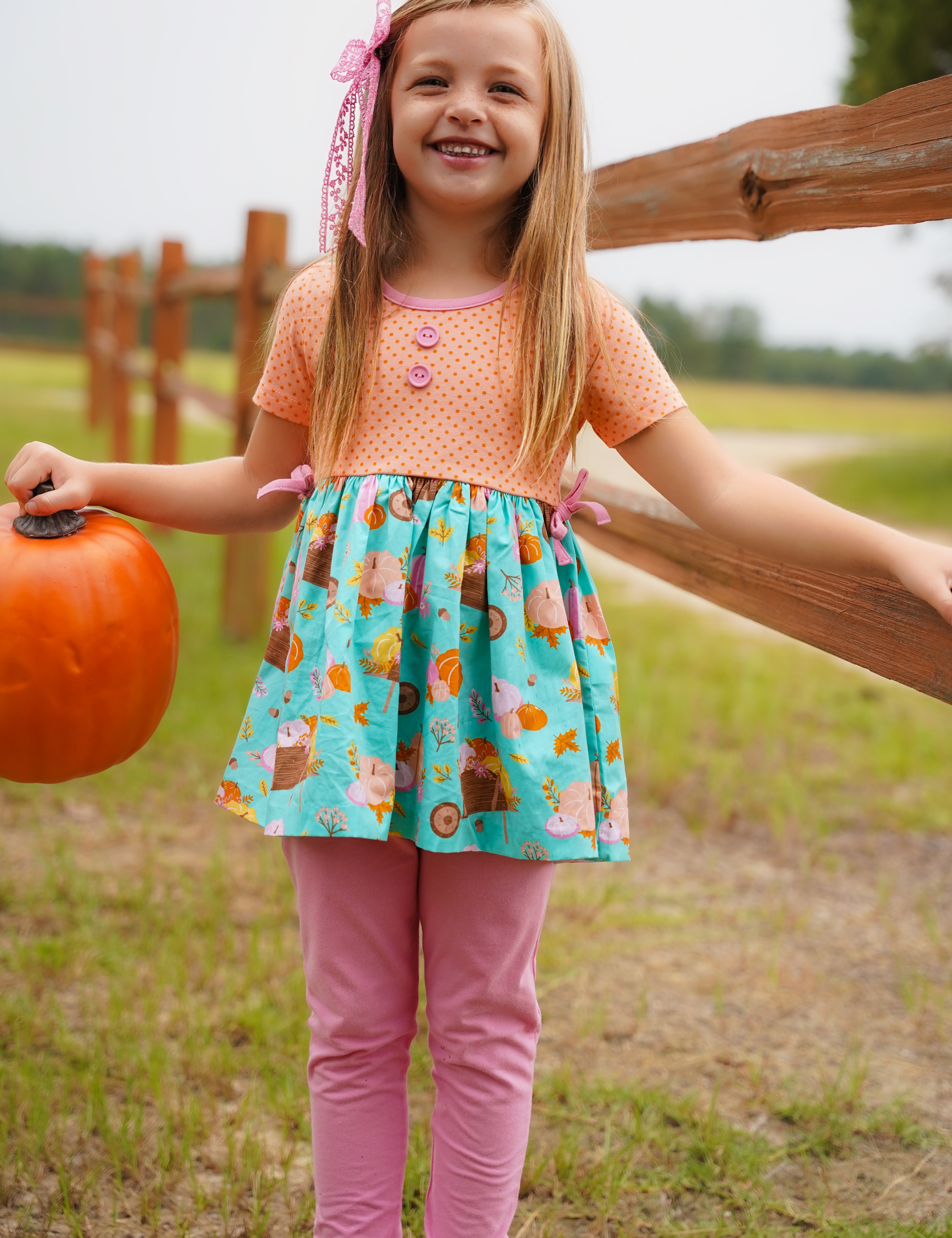 Pumpkin Harvest Girls' Fall Print Tunic and Leggings Set