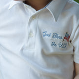 God Bless the USA Knit Embroidered Boys' Polo & Seersucker Short Set