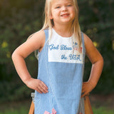 God Bless the USA Seersucker Check Embroidered Kick Pleat Dress