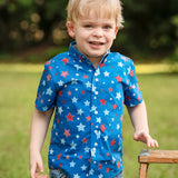 Make A Wish Boys' Short Sleeve Button Up Start Print Shirt