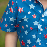 Make A Wish Boys' Short Sleeve Button Up Start Print Shirt