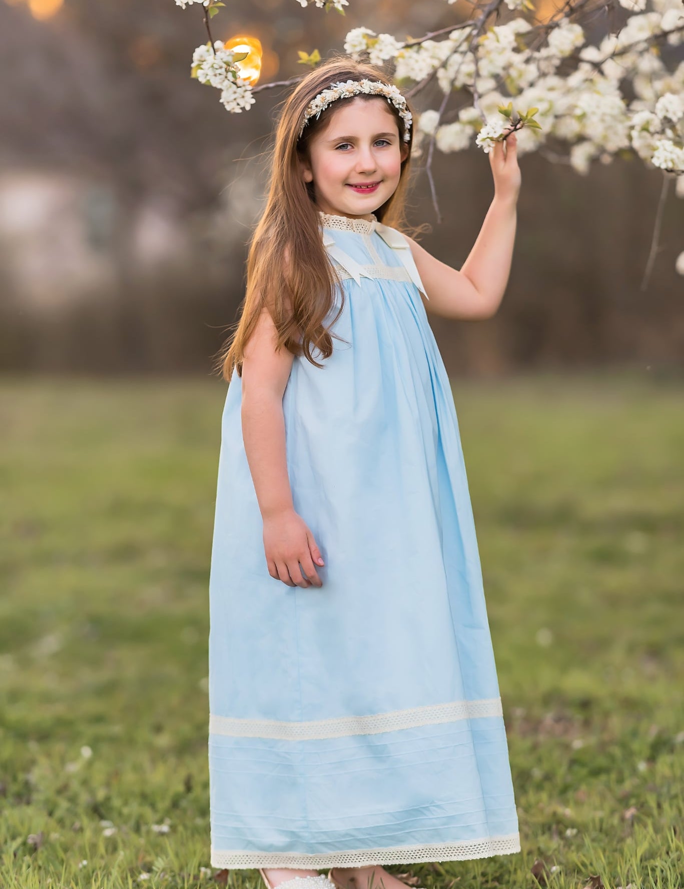 Cambridge Blue Sleeveless Heirloom Dress
