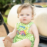 Fore! Boys' Gingham Shortall with Golf Cart Applique
