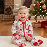 Jolly Old Saint Nick Girls' Lounge Zippie with Ruffle Trim