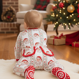 Jolly Old Saint Nick Girls' Lounge Zippie with Ruffle Trim
