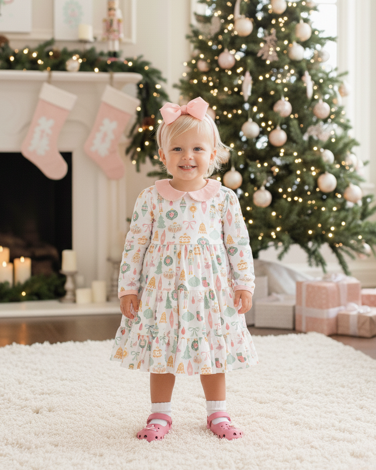 Bits & Baubles Knit Christmas Ornaments Print Swing Dress 4/5