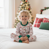 Jolly Old Saint Nick Christmas Boys' Lounge 2 Piece Set with Piping Trim