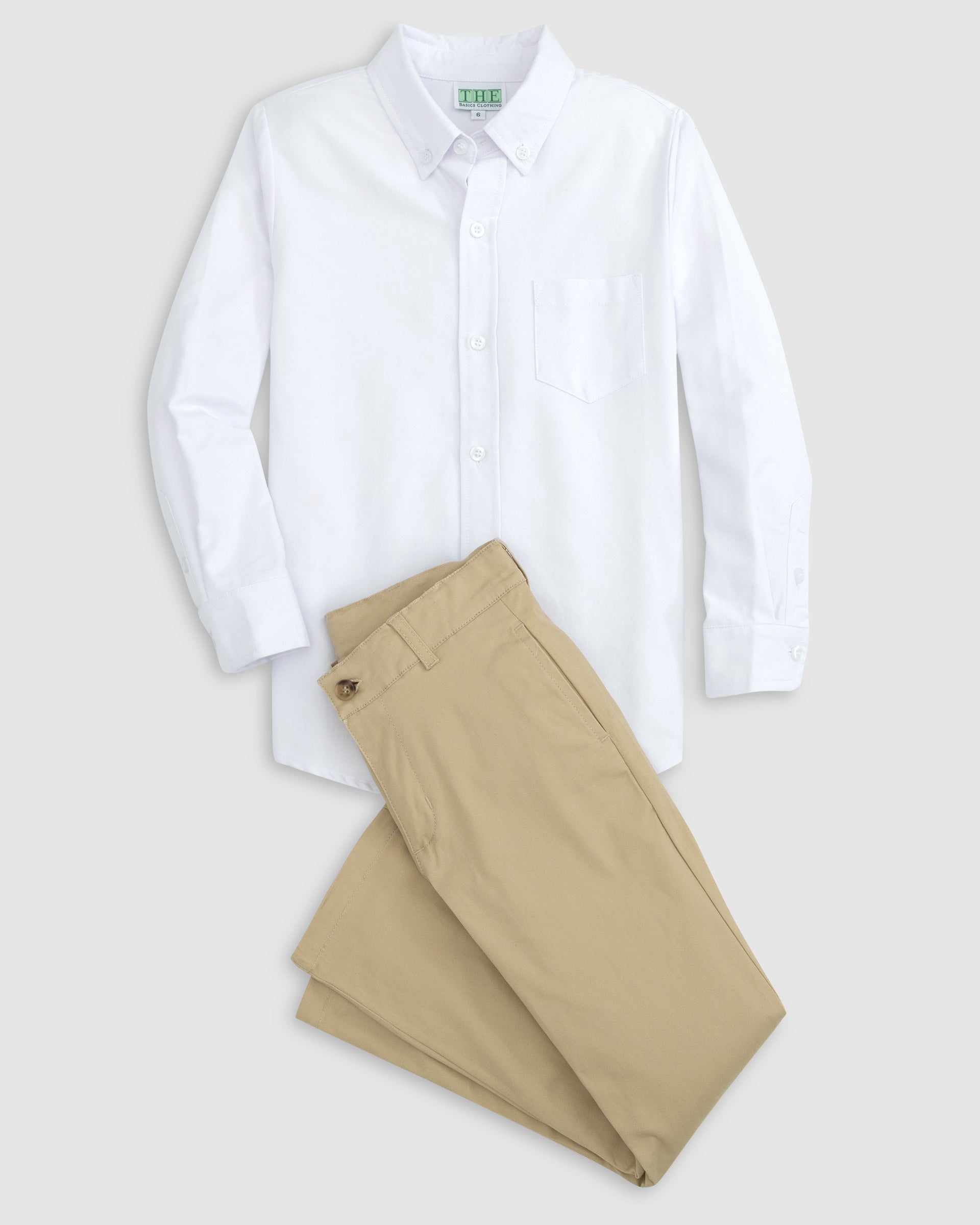 Unisex Khaki Flat Front Straight Leg Pants