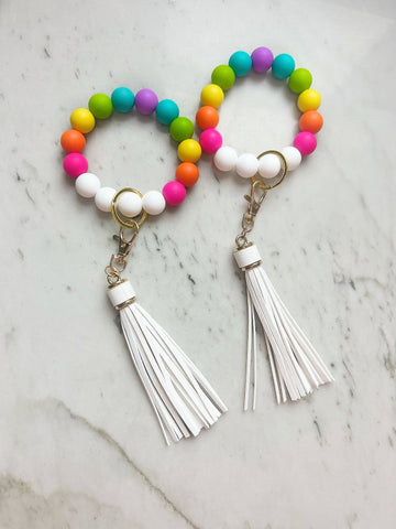 Neon Rainbow Wristband Keychain