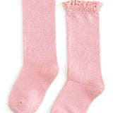 Quartz Pink Lace Top Knee High Socks