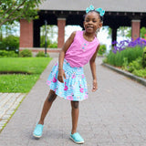 Pool Party Knit Tank Top & Floatie Print Skort Set