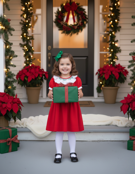 PREORDER Mistletoe Moments Smocked Corduroy Dress