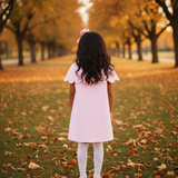 The Capelet Dress in Miriam - Pink Pinwale Corduroy