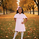 The Capelet Dress in Miriam - Pink Pinwale Corduroy