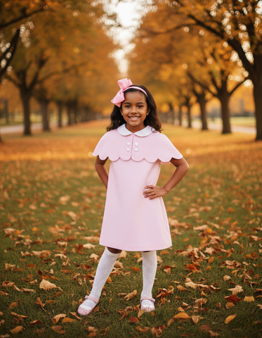 PREORDER - The Capelet Dress in Miriam - Pink Pinwale Corduroy