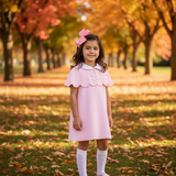 The Capelet Dress in Miriam - Pink Pinwale Corduroy