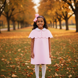 The Capelet Dress in Miriam - Pink Pinwale Corduroy