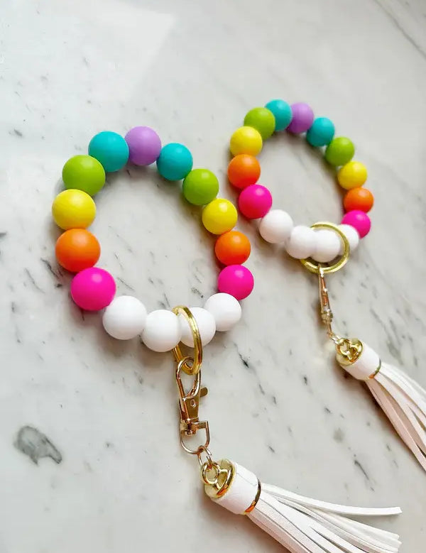 Neon Rainbow Wristband Keychain