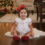 Gilded Noel Holiday Christmas Hand Embroidered White Heirloom Bubble