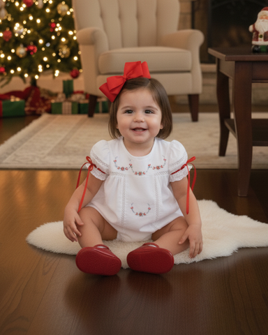 PREORDER - Gilded Noel Holiday Christmas Hand Embroidered White Heirloom Bubble