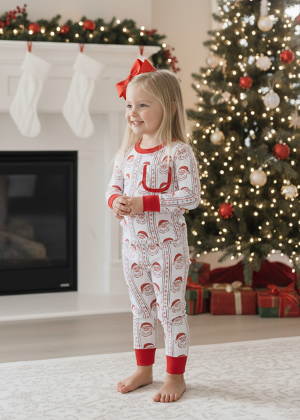 Jolly Old Saint Nick Girls' Lounge 2 Piece Set with Ruffle Trim
