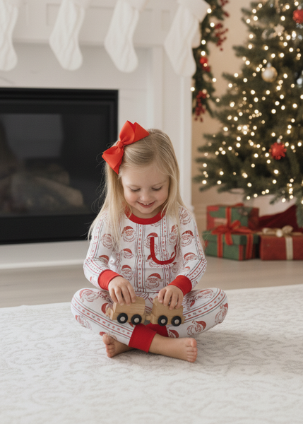 Jolly Old Saint Nick Girls' Lounge 2 Piece Set with Ruffle Trim