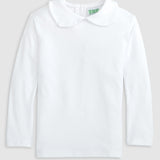 Long Sleeve Peter Pan White Knit Shirt