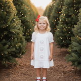 Pemberley Holiday Christmas Hand Embroidered White Heirloom Portrait Dress