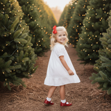 Pemberley Holiday Christmas Hand Embroidered White Heirloom Portrait Dress