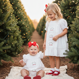 Pemberley Holiday Christmas Hand Embroidered White Heirloom Portrait Dress