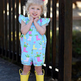 April Showers Rainboot Print Knit Romper