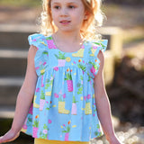 April Showers Rainboot Print Knit Flutter Top and Ruffle Shorts Set